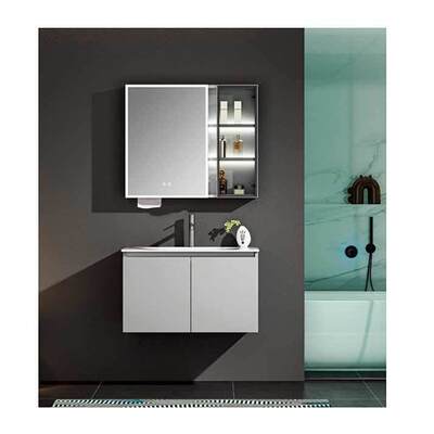 Good price Water Resistant Modern Bathroom Cabinet White Stainless Steel Bathroom Vanity Customized online