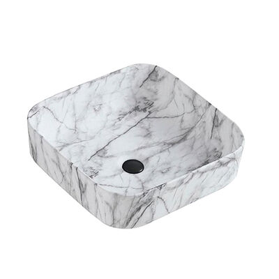 Buen precio Lavabo cerámico de mármol, cuadrado, sin rebosadero, que ahorra espacio en línea