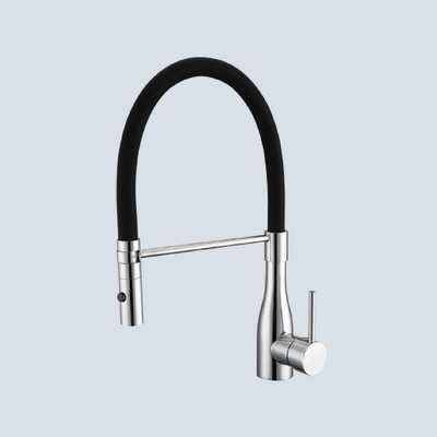Harga yang bagus Keran Dapur Hitam Panas dan Dingin Keran Mixer Wastafel Dapur Chrome 425mm on line